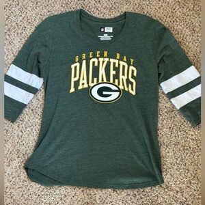 NFL Women's Green Bay Packers Team Apparel Heathered Green Crew Neck Tee